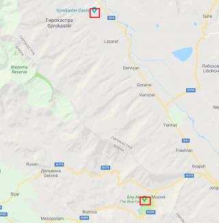 Албания. Гирокастра и Голубой глаз. Карта