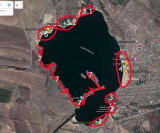 Карта Голубые озера (Каменское) - места для отдыха