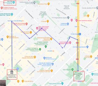 саграда фамилия карта маршрут. барселона. испания