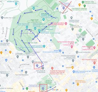 парк гуэля карта прогулки. барселона. испания