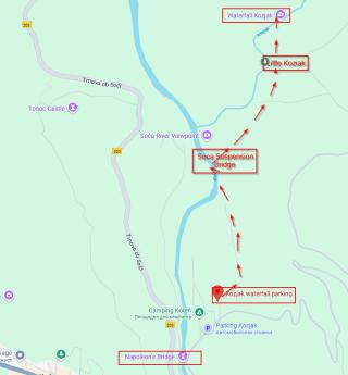 мвршрут прогулки к водопаду Козак